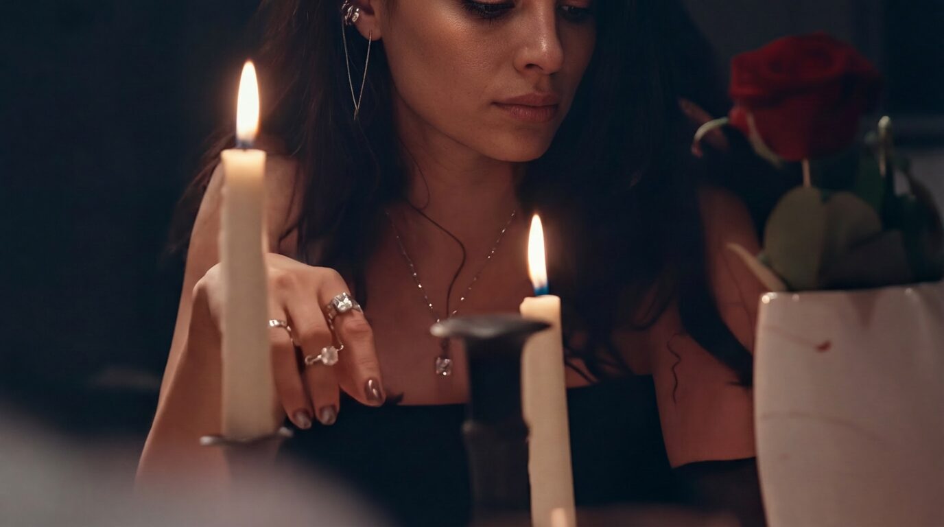 Dinner editorial with candles